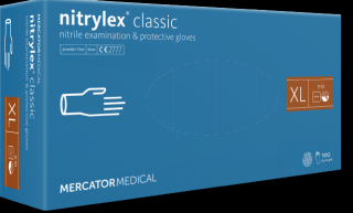 Jednorazové nitrilové zdravotnícke rukavice Mercator NITRYLEX modré celotexturované 100 ks XL