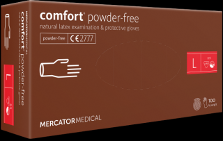 Latexové vyšetrovacie rukavice Mercator Comfort Powder-Free 100 ks L