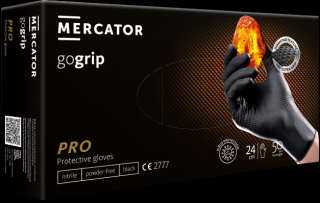 Ochranné nitrilové rukavice Mercator GOGRIP čierne 50ks L