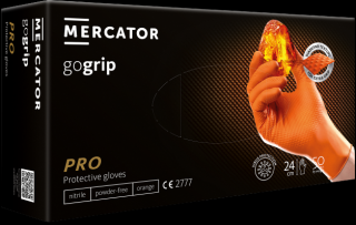 Ochranné nitrilové rukavice Mercator GOGRIP oranžové 50ks M