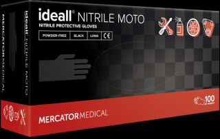 Ochranné nitrilové rukavice Mercator Ideall Nitrile Moto čierne 100 ks L