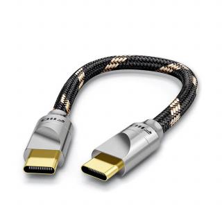 FiiO LT-TC5S 10 cm (Luxusný kábel USB-C na USB-C s podporou rýchleho nabíjania. Celohliníkový kryt konektora, postriebrený medený kábel. Dĺžka 10 cm)