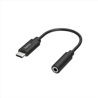 Hama audio adaptér USB-C na jack 3,5 mm, aktívny (USB typ C vidlica - jack 3,5 mm stereo zásuvka, aktívny adaptér s integrovaným D/A prevodníkom, 15 cm)