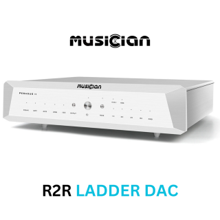 Musician Audio Pegasus II R2R DAC Strieborná (High-End R-2R DAC / True balanced 24BIT R2R + 6BIT DSD (32 steps FIR Filters) NOS (Non-Over Sampling) XLR, USB, AES/EBU, I2S)