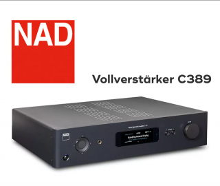 NAD C 389 (NAD C 389 je integrovaný stereo zosilňovač, HybridDigital, ESS Sabre DAC, trvalý výkon: 130 W do 4/8 Ohm.)