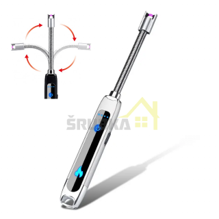 Handy 017 plazmový zapaľovač USB / sivý / zanovný (Takmer nový tovar (zanovný) - šanca na skvelú kúpu! Ponuka platí do vypredania skladových zásob! Krbový - kuchynský BBQ kovový elektrický plazmový zapaľovač, USB nabíjanie, flexibilný.)