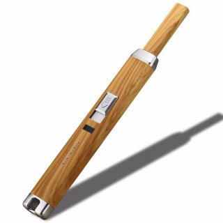 Handy 887 plazmový zapaľovač USB / žlté drevo (Krbový - kuchynský BBQ kovový elektrický plazmový zapaľovač, USB nabíjanie)