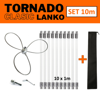 TORNADO CLASIC LANKO rotačná komínová kefa čistič komína set 10 m (Komínová kefa lanko na odstránenie dechtu, na čistenie komína)