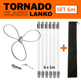 TORNADO CLASIC LANKO rotačná komínová kefa čistič komína set 6 m (Komínová kefa lanko na odstránenie dechtu, na čistenie komína)
