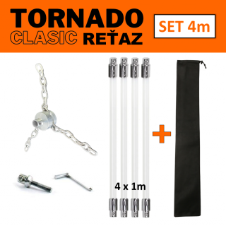 TORNADO CLASIC REŤAZ rotačná komínová kefa čistič komína set 4 m (Komínová kefa reťaz na odstránenie dechtu, na čistenie komína)