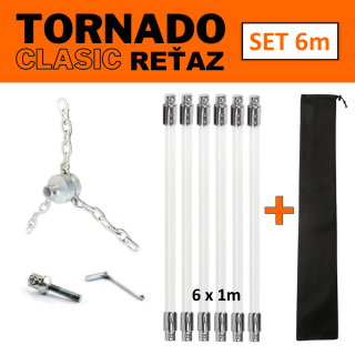TORNADO CLASIC REŤAZ rotačná komínová kefa čistič komína set 6 m (Komínová kefa reťaz na odstránenie dechtu, na čistenie komína)