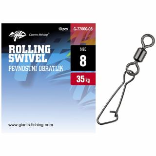 Giants fishing Pev. obratlík s karabinkou Rolling Swivel with Hooked Snap 10ks (Giants fishing Pev. obratlík s karabinkou Rolling Swivel with Hooked Snap 10ks)