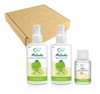MELINKA - DETSKÁ DARČ1EKOVÁ SADA olejov s medovkou a kopaivou - 2x100 ml, 1x20 ml (sada pre starostlivosť o detskú pokožku s medovkou a kopaivou - éterické oleje sú známe svojimi upokojujúcimi a protizápalovými účinkami.)