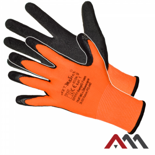 Pracovné rukavice RWnylFoam-Orange máčané v penovom Latexe (rukavice máčané v tenkej vrstne penového latexu)