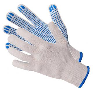 RND400 Blue - Pracovné rukavice pletené (EN420) (D318) (Pracovné rukavice pletené + modré PVC terčíky)