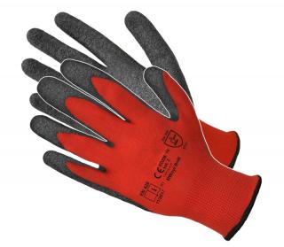 RWNyl Black+Red Pracovné rukavice  máčané v latexe (Tenké pracovné rukavice - dobrá úchopová schopnosť )