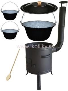 Smaltovaný kotlík 25L s ohňovzdornou kotlinou (Kotlíkový set smalt 25L + ohňovzdorná kotlina 42 cm)