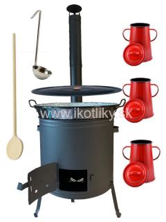 Zabíjačková súprava 70L + 3x Nádoba na masť 2L (Zabíjačkový kotol 70L + Kotlina + 3x Nádoba na masť 2L)