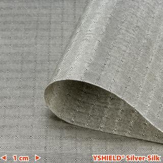 Strieborná textília, SILVER-SILK šírka 130 cm (Strieborná, nepriehľadná, nylonová látka na tienenie vysoko a nízkofrekvenčného elektromagnetického žiarenia)