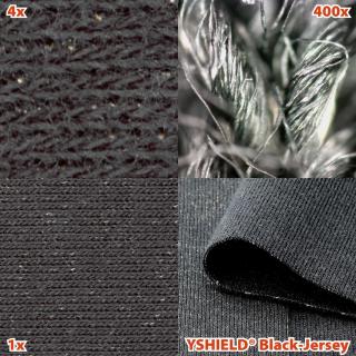 Tieniaca textília BLACK JERSEY šírka 145 cm (Pružný bavlnený džersej na šitie odevov. Bavlnená látka s vysokým obsahom striebra chráni pred elektrosmogom)