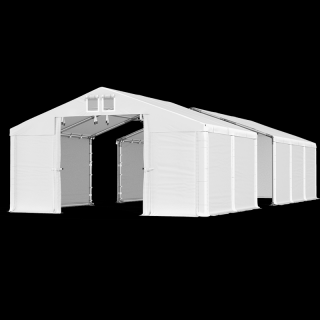Skladovací stan (oceľ + pvc) 6x20x2m (PEVNÝ ÚLOŽNÝ STAN - GARÁŽ - 6m × 20m × 2m / 3,09m)