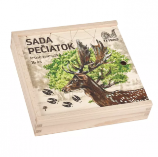 Pečiatky TETRAO lesné zvieratká 16ks