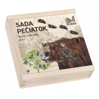 Pečiatky TETRAO lesné zvieratká 9ks