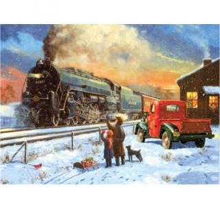 Maľovanie podľa čísel 40x32cm - Parný vlak v zime (creat-40x30cm)