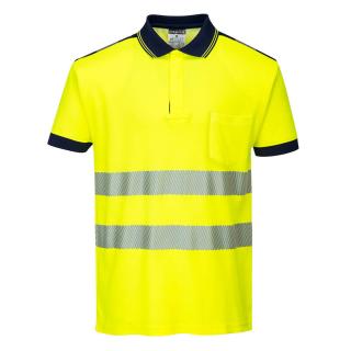 PW3 Hi-Vis Polo-tričko Žltá-Tmavo modrá