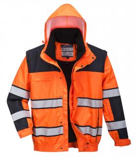 Reflexná bunda Hi-Vis reflex Classic Bomber black/orange