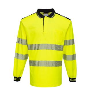 T184 Hi-Vis Polo Dlhý rukáv žLTá-čierna