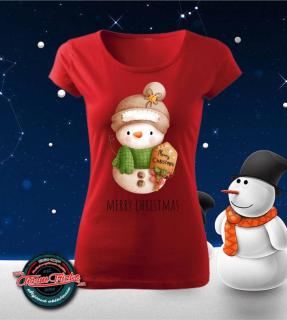 ámske tričko vianočné s potlačou Snehuliak