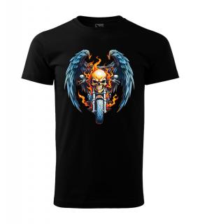 Motorkárske tričko s potlačou Moto skull