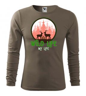 Poľovnícke tričko Wild Life - My Life - dlhý rukáv | chcemtricko.sk