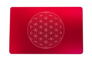 Platnička Tesla Kvet života červená 8,5x5,5cm (Harmonizér platnička Swiss Tesla)
