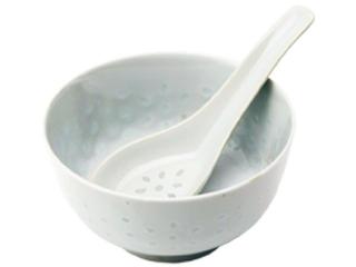 Miska se lžičkou z rýžového porcelánu bílá 11 cm