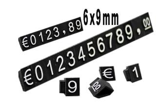 Plastové cenovky biely prelis 6x9mm 1x rada EURO ELEMENTRIX (ESS-W)