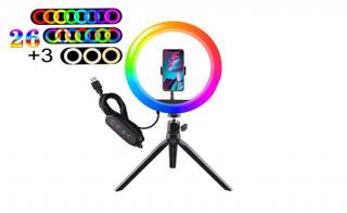 RGB Prstencová lampa, kruhové svetlo ring led light set 26cm (RGB1)