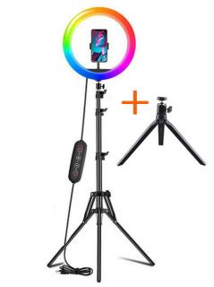 RGB Prstencová lampa, kruhové světlo ring led light set 26cm stativ (RGB1s)