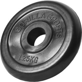 Gorilla Sports Činkový kotúč 1,25 kg, liatinový, pogumovaný