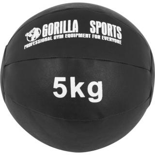 Gorilla Sports Kožený medicinbal, 5 kg, čierny