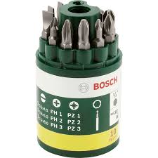 Bosch Promoline 10-dielna súprava skrutkovacích hrotov, typ 2 - 2607019454 (9 skrutkovacích hrotov Bosch L=25 mm - PH 1/2/3, PZ 1/2/3, T 4,5/5,5/8 + univerzálny magnetický držiak.)