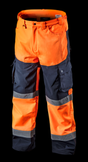 Teplé reflexné pracovné nohavice NEO VISIBILITY oranžová (Teplé pracovné nohavice NEO s vysokou viditeľnosťou)