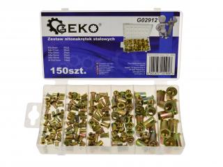 Geko G02912 Sada - nitovacie matice oceľové 150ks