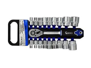 Geko G10103 Sada kľúčov 19 ks nástrčné kľúče, nástrčné hlavice 1/2  8 - 32mm + račňa 1/2