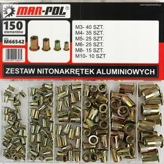 MAR-POL M66542 Hliníkové nitovacie matice 150 kusov