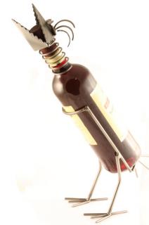 Kovový stojan - Vták - ozdoba na fľašu
