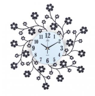 Luxusné nástenné hodiny Čierne kvetinky / 55 cm