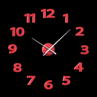 Nalepovacie  nástenné hodiny s číslami- Červené