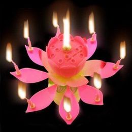 Sviečka Rozkvitnutý lotosový kvet Happy Birthday (s hudbou)